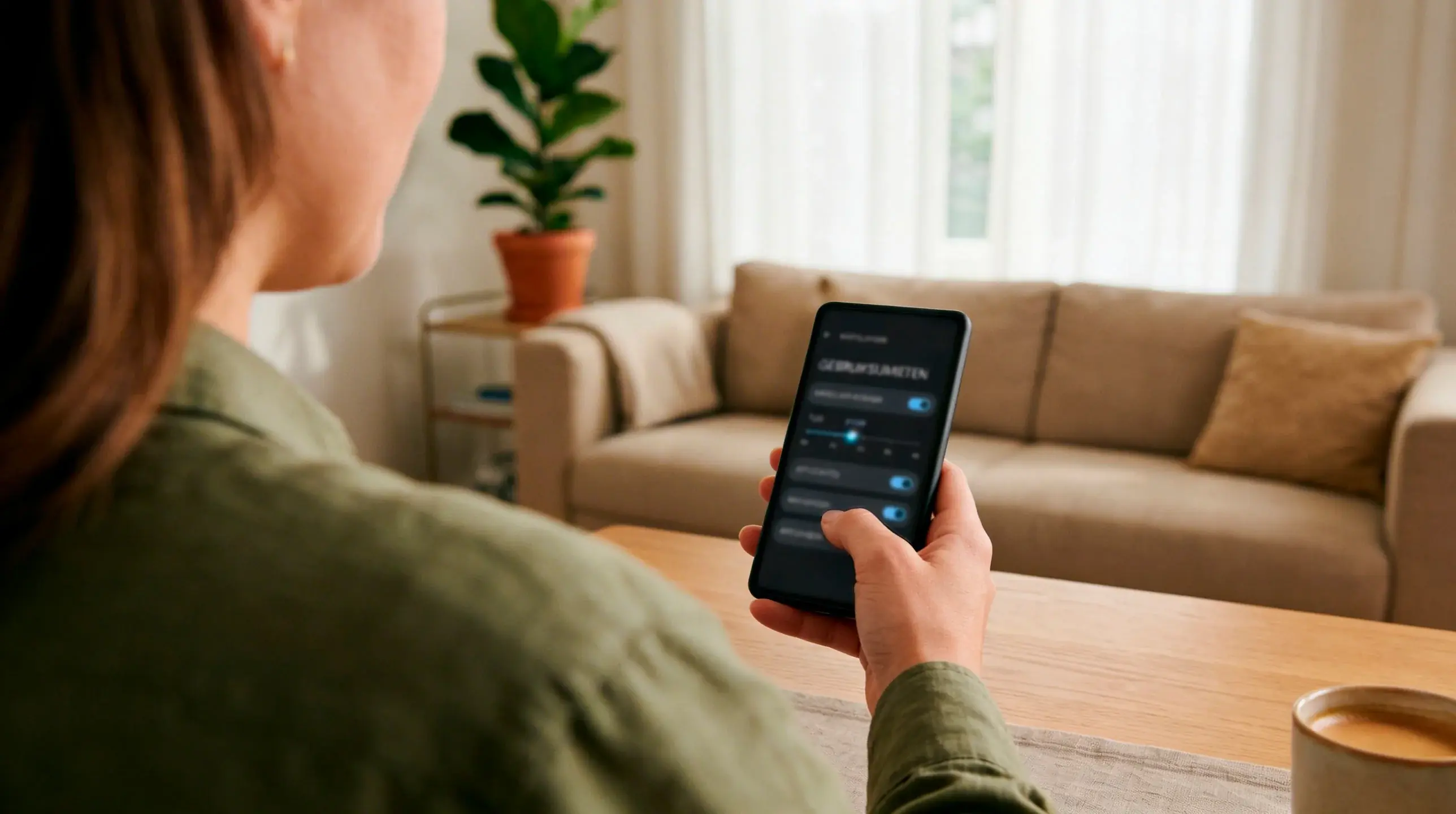 Handen van een persoon die speellimieten instelt op een smartphone met een Nederlandse bookmaker-app